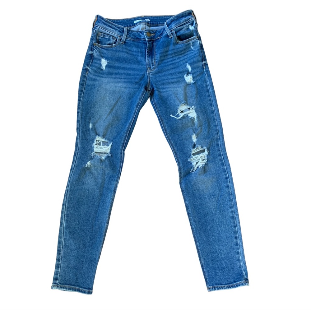 Old Navy Rockstar Super Skinny High Rise Ripped Denim Blue Jeans Womens Sz 6